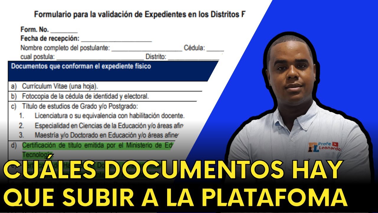 Documentos necesarios para examen de oposición