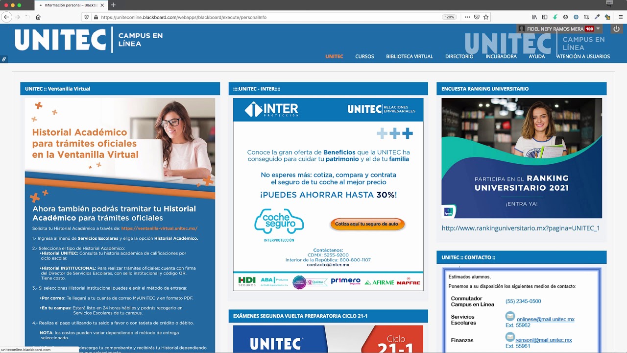 Cambiar la contraseña en Blackboard