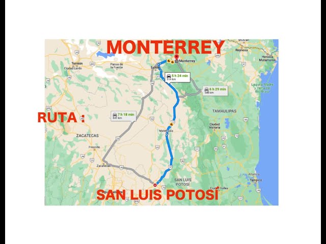 Distancia de Monterrey a San Luis Potosí