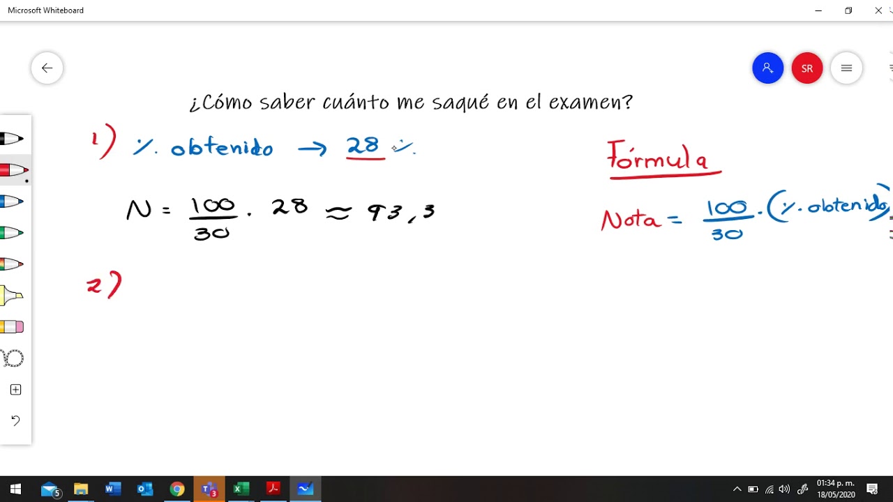Calcular el porcentaje de un examen de 40 puntos