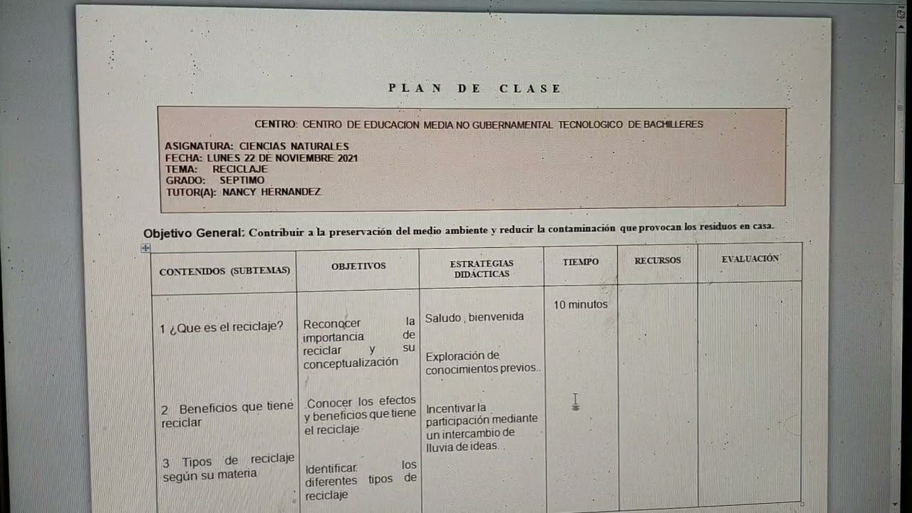 Elementos clave en un plan de clase