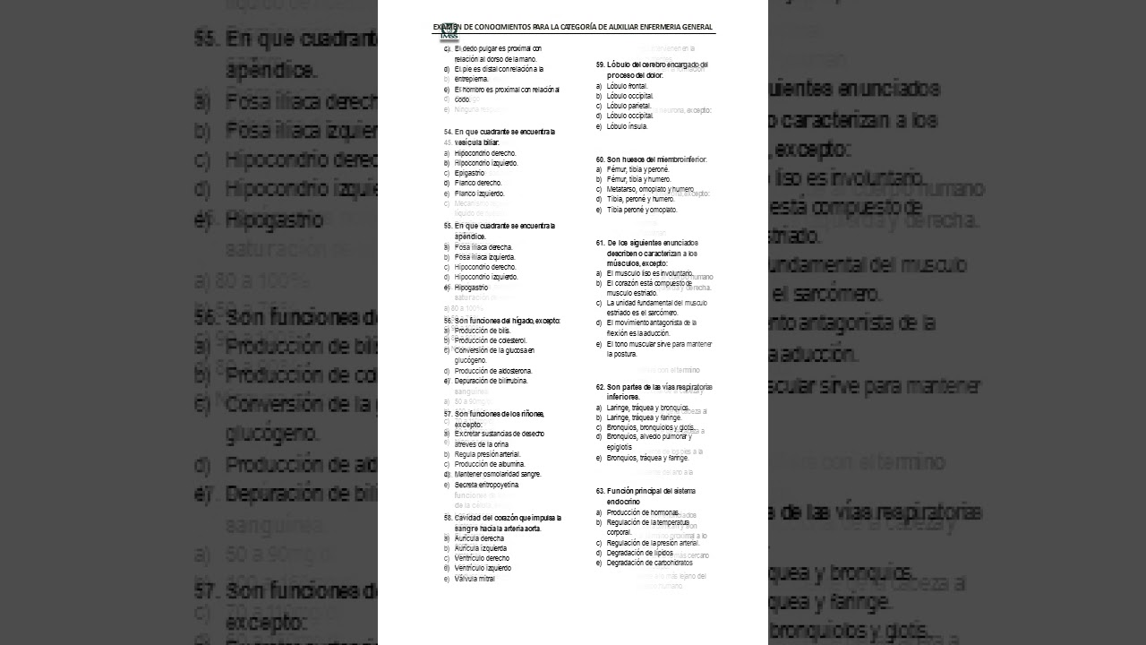Examen de ingreso para enfermería en el IMSS