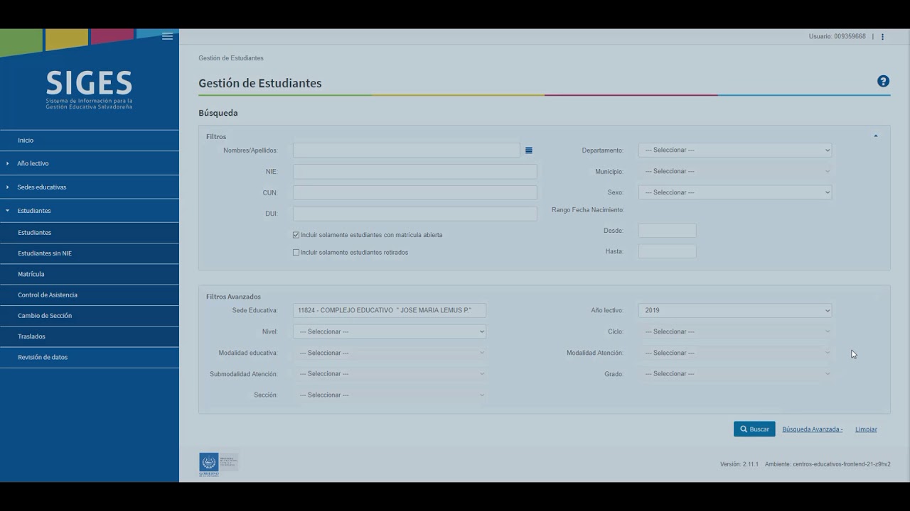 Consulta de matrícula en la preparatoria