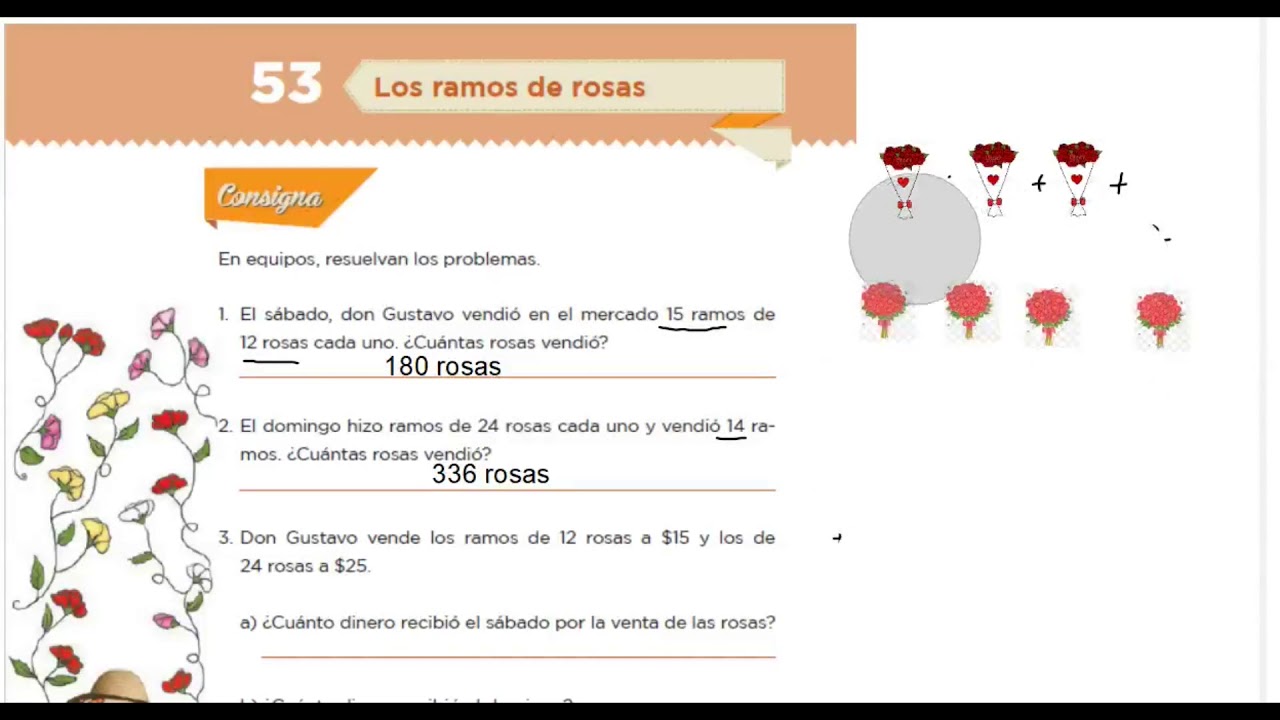 Encuentra información en la página 53 de Matemáticas 4to grado