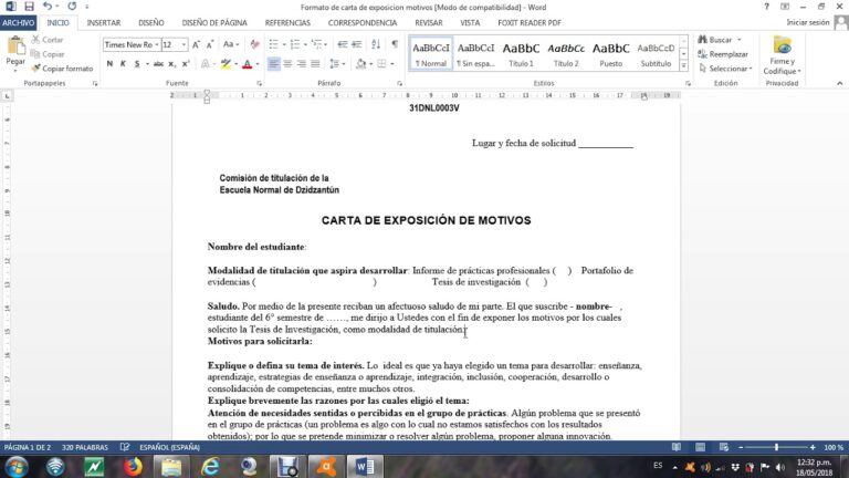 Carta De Exposicion De Motivos Para Diplomado