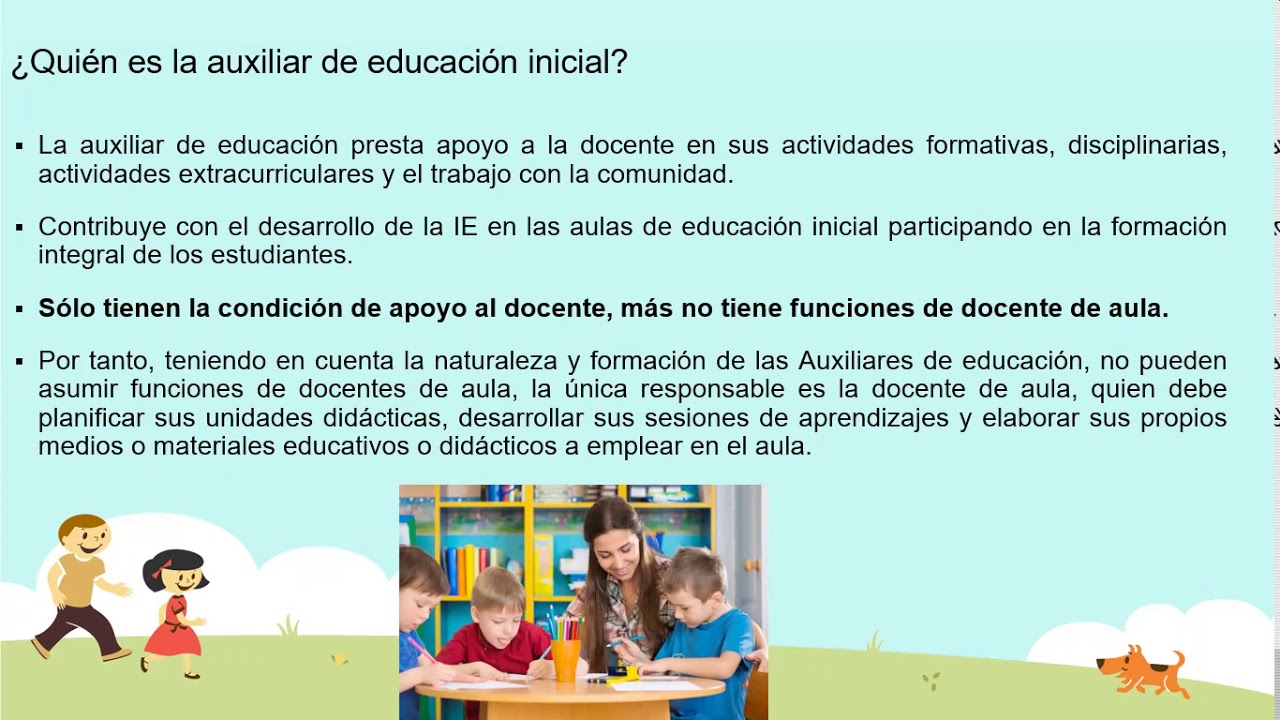 Funciones de un auxiliar de primera infancia