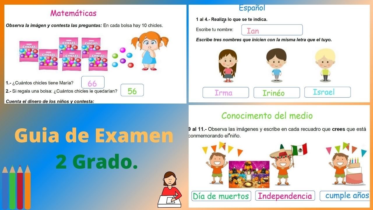 Guía para el examen final de segundo de primaria